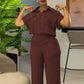 Two Piece Loose Short Sleeve Top & Wide Leg Pants Set