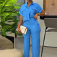 Two Piece Loose Short Sleeve Top & Wide Leg Pants Set